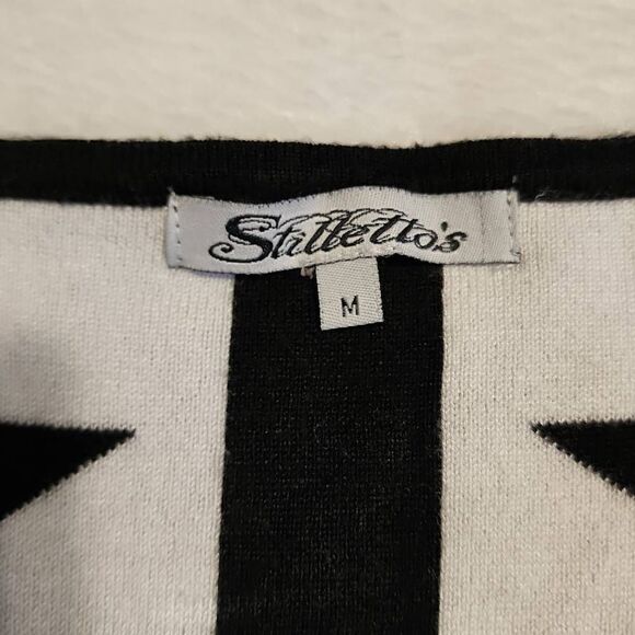 Stilletto's Women's Size Medium Bodycon Sweater Dress Black and White Geometric - Picture 6 of 9